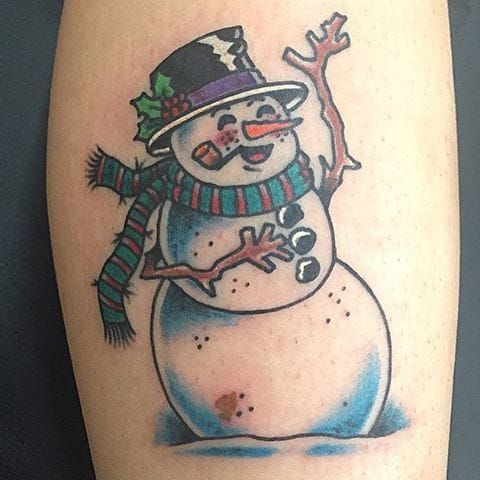 Traditional snowman tattoo
