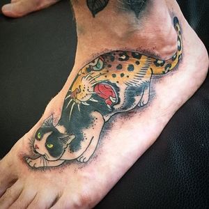 Leopard Monmon Cat Tattoo by Horitomo