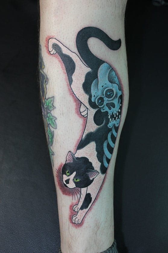 Tattoo uploaded by zsifis_tattoo • #skull #cat #halloweentattoo #halloween  #cattattoo #spooky • Tattoodo