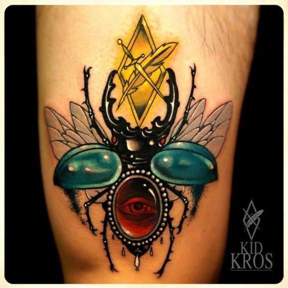 Crisp scarab beetle by our jeremydtattoo  To contact Jeremy with your  tattoo ideas email him directly at  Instagram