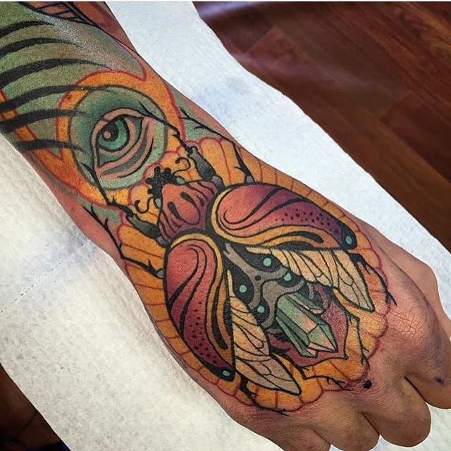 Cool Scarab Tattoo by Sam Clark