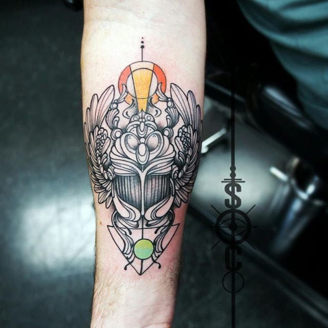 Creative Scarab Tattoo by Samantha Llanos-Castrovinci