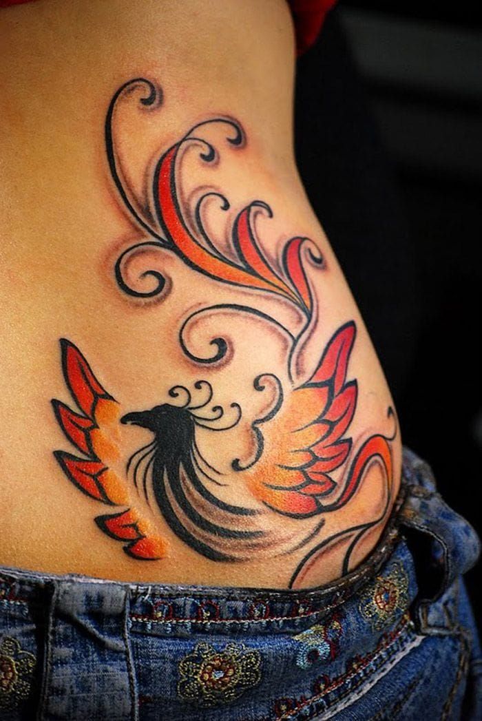 phoenix rising from flame tattoos