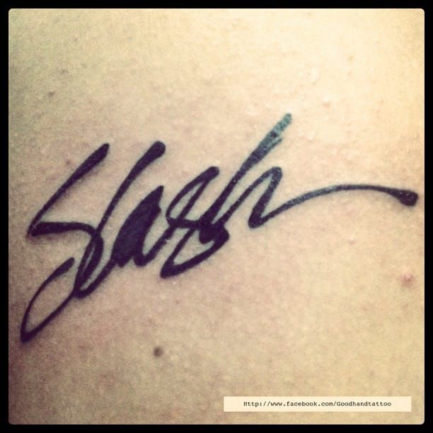 Done by Ryan Calleja, Good Hand Tattoo. #signature #lettering #gunsandroses #slash