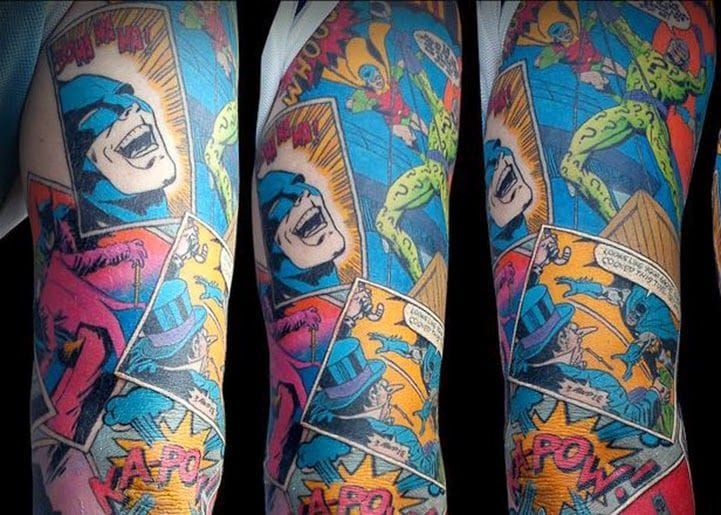 Great Comic Book Tattoos  Comic Book Critic  Sleeve tattoos Full sleeve  tattoos Comic book tattoo
