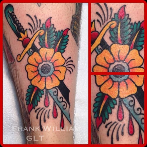 Tattoo uploaded by Kory Strickland  Nature scene with foliage daisy and  a bee The daisy and bee are fresh everything else is healed  Tattoodo