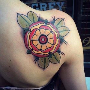 Traditional Flower Tattoo by Cloak and Dagger Tattoo