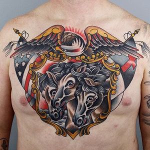 Eagle Horses Tattoo by Dan Pemble
