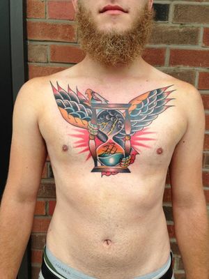 Hourglass Eagle Tattoo by Dan Pemble