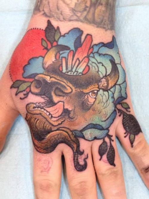 bullhead tattoo on handTikTok Search