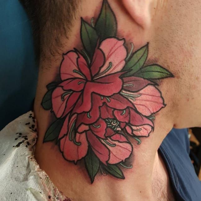 Japanese Peony Neck Tattoo  Under the Needle