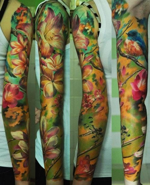 Colorful and delicate nature scene; full sleeve realism by Den Yakovlev