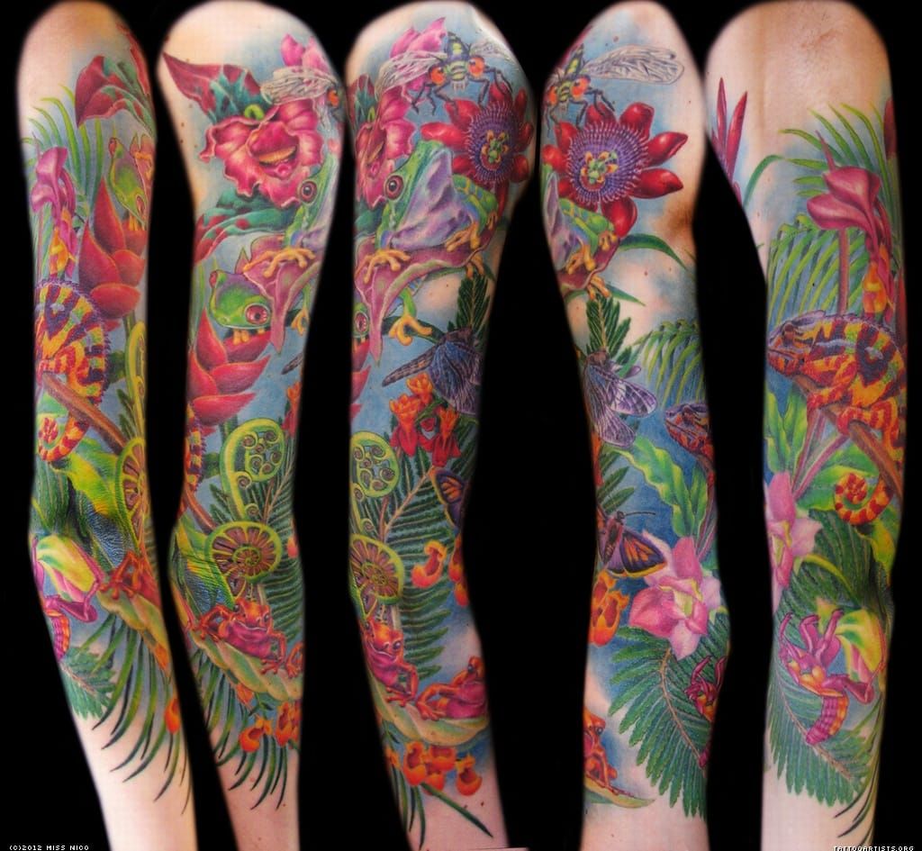 Tropical paradise full sleeve realism by Miss Nico