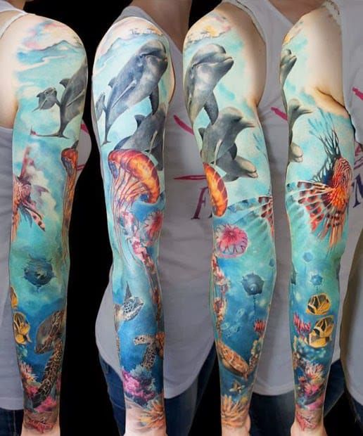 Aquatic full sleeve realism by Andrey Grimmy