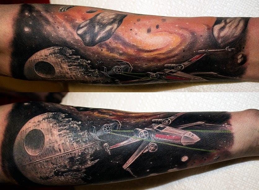 star wars x wing tattoo  Google Search  Star wars tattoo sleeve Star  wars tattoo Star tattoos