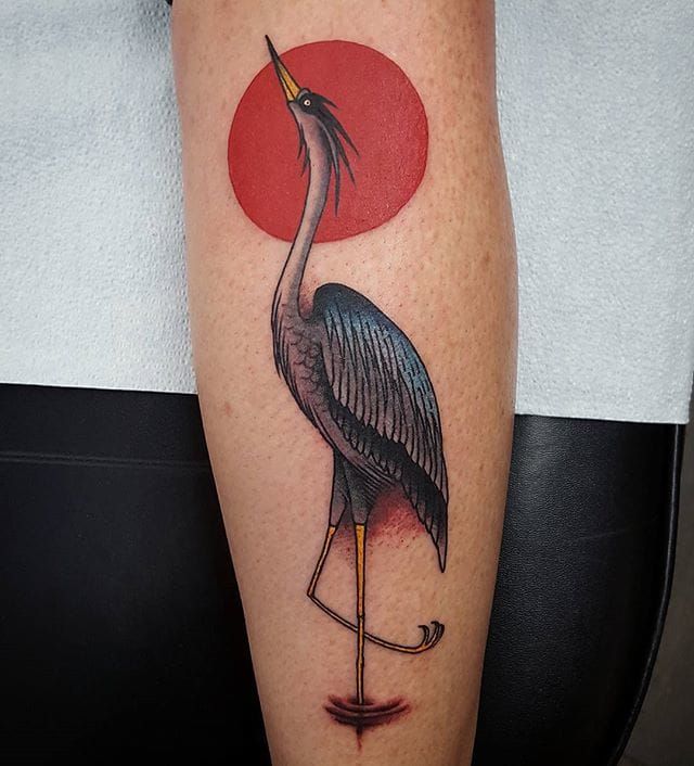 Premium Vector  Tattoo design of traditional japanese heron bird