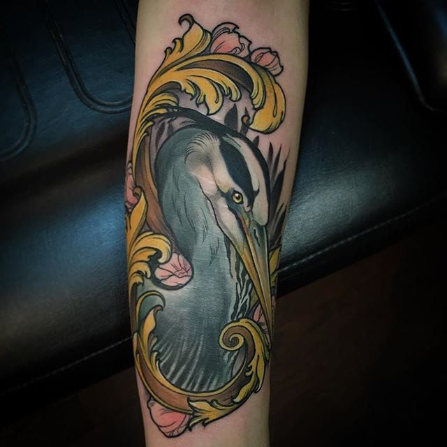 Heron tattoo by Annelie Fransson  Tattoogridnet