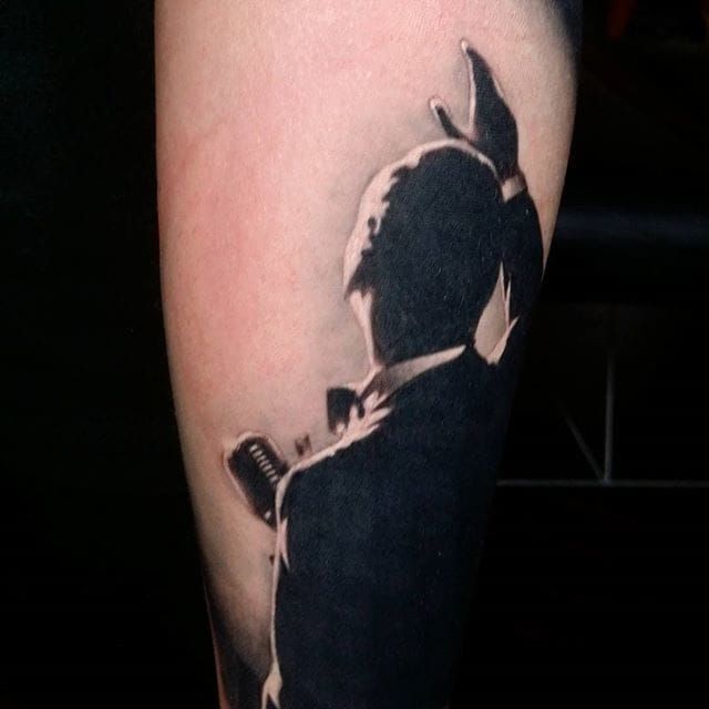 Tattoo uploaded by Manny Valerio  Frank Sinatra tattoo blackandgrey  franksinatra realism brooklyn newyork music  Tattoodo