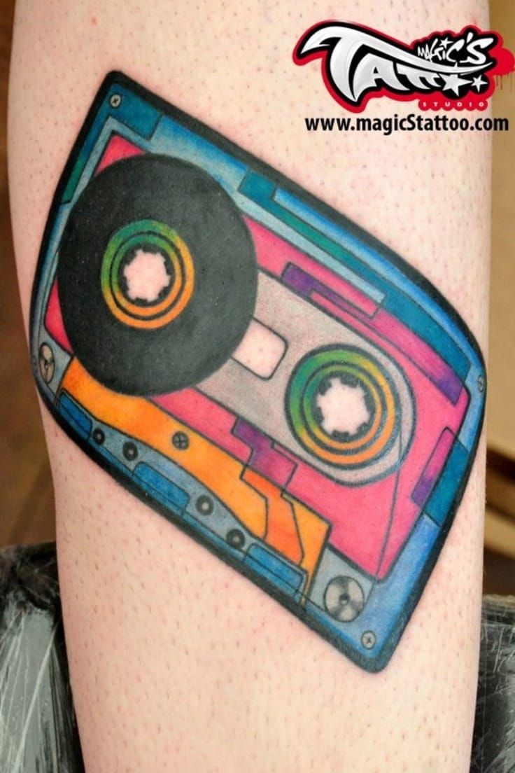 50 Cassette Tape Tattoo Designs For Men  Retro Ink Ideas