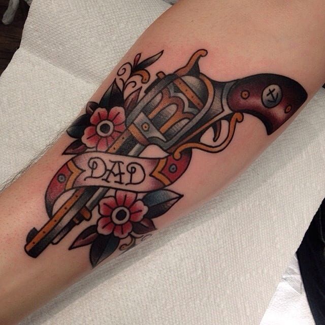 revolver in HandPoked Tattoos  Search in 13M Tattoos Now  Tattoodo