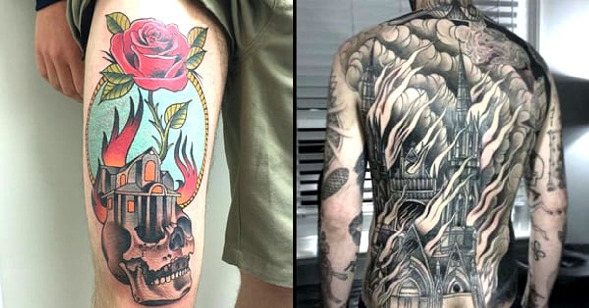 13 Hot And Badass Burning Structure Tattoos • Tattoodo 13 Hot And Badass Burning Structure Tattoos • Tattoodo