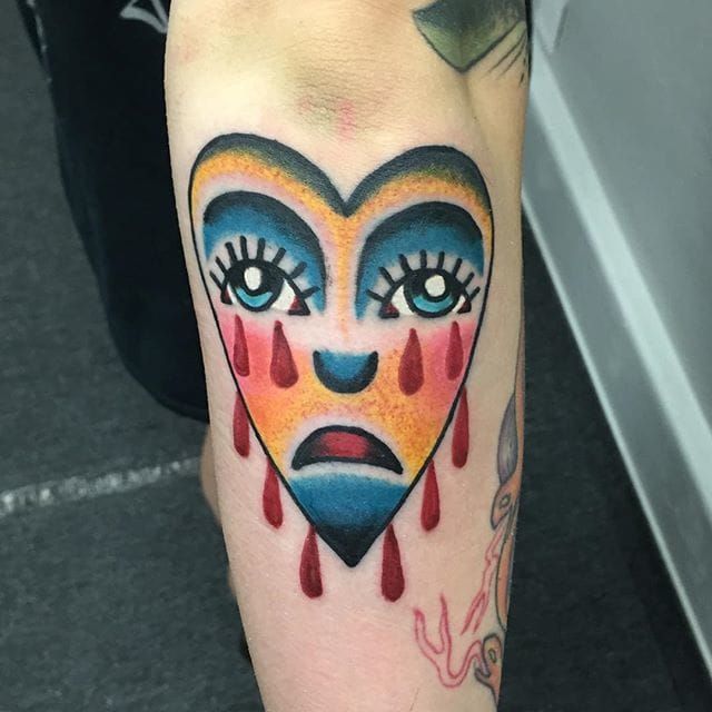 Crying Heart Tattoo by Justin Cochran