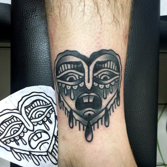Crying Heart Tattoo by Lars Becker