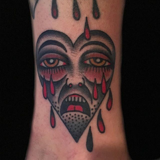 Crying face tattoo by Dave Paulo  Post 22026