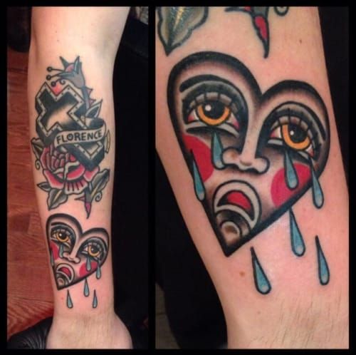 One year apart  traditional crying heart  ragedtattoos