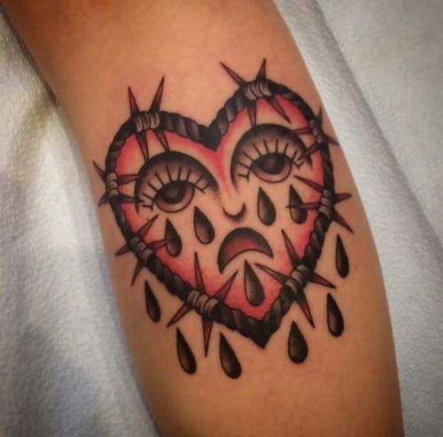 One year apart  traditional crying heart  ragedtattoos