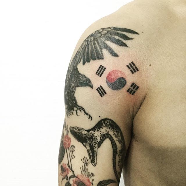 South Korea Flag Patch Tattoo  InkStyleMag