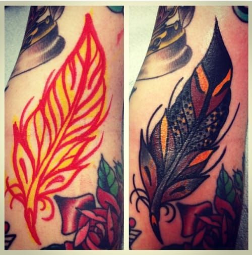 Fuck yeah traditional tattoos  Feather tattoos Peacock feather tattoo  Trendy tattoos