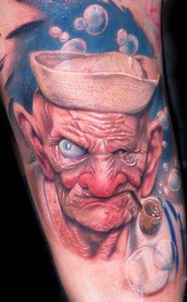 Popeye tattoo done by Alexis