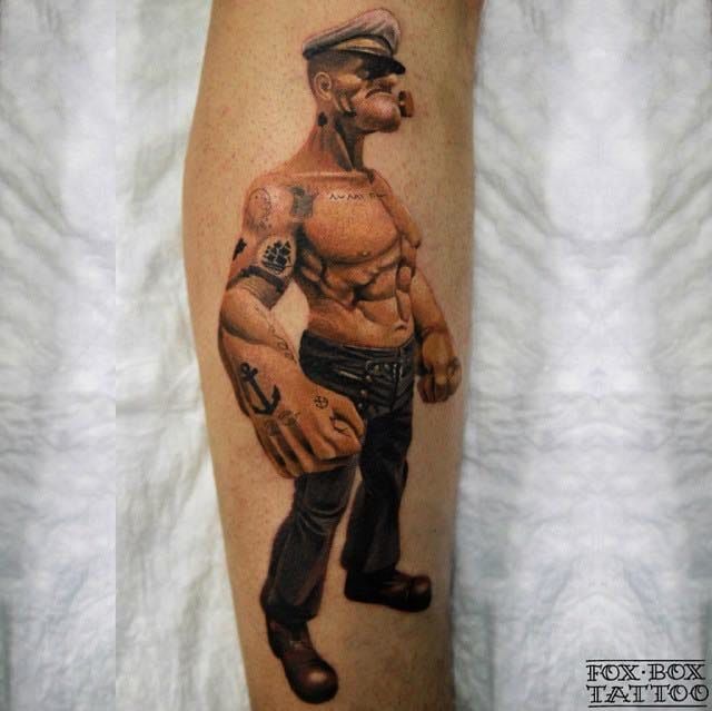 Popeye Navy Forearm Tattoo - Veteran Ink