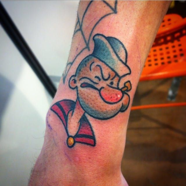 Popeye 3D forearm piece  Popeye tattoo Cartoon tattoos Tattoos