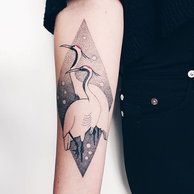 Lisa Orth on Instagram Sandhill Crane for Erica who traveled from  Detroit with her husband Ri  Geometric tattoo Faith tattoo on wrist  Matching couple tattoos