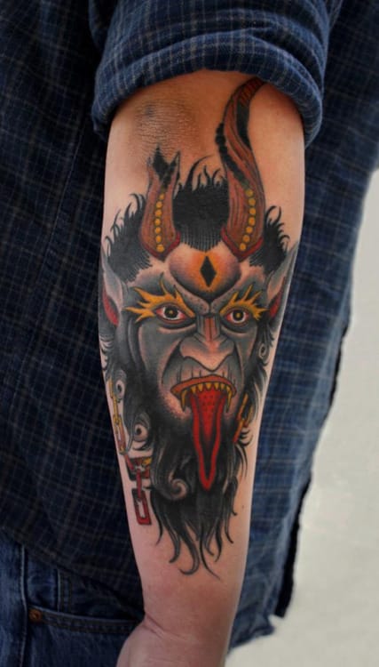 Demon Forearm Tattoo by Herb Auerbach