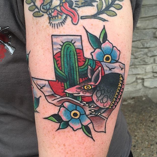 Texas flowers in the shape of Texas done by Sando at Dovetail Tattoo in  Austin Texas  Tattoos Texas tattoos Cool tattoos