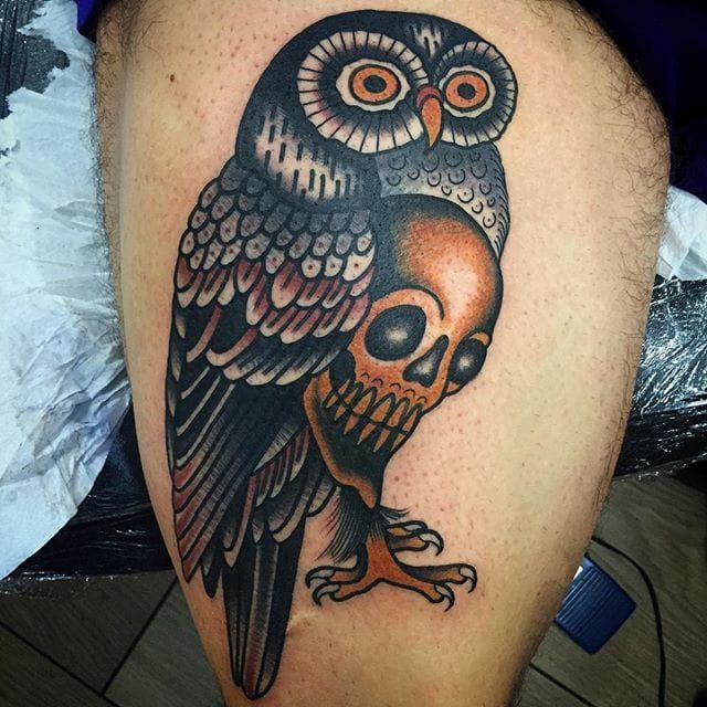 Premium Vector  Skull owl tattoo illustration