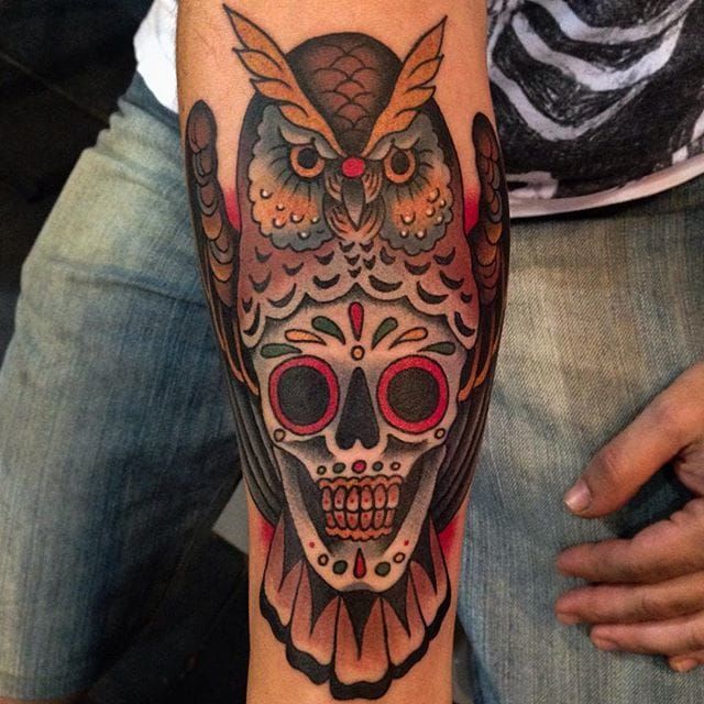 Skull Owl Best Tattoo Artist in India Black Poison Tattoo Studio