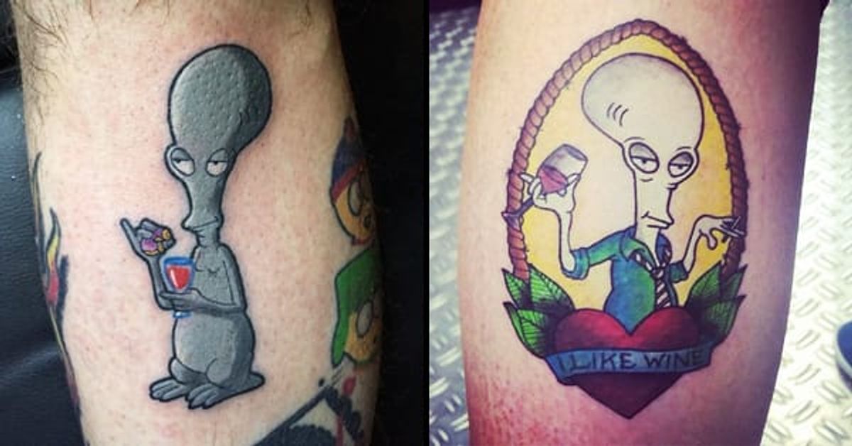 Any American Dad fans will love these entertaining Roger Smith tattoos! 