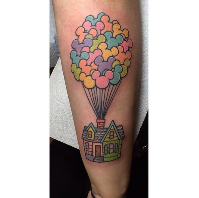 up flying house tattoo