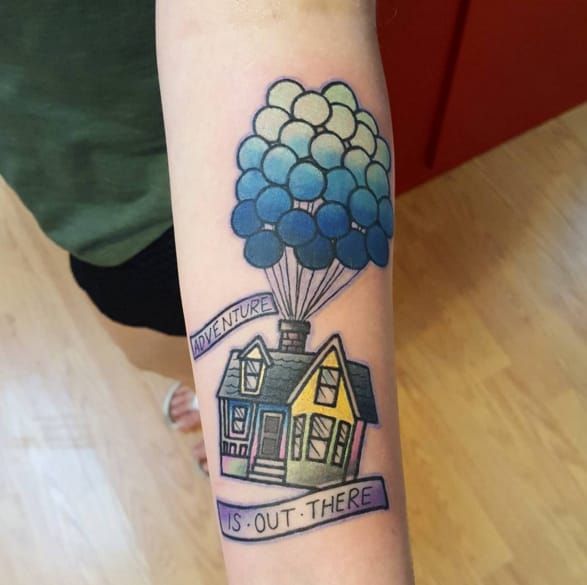 Tiny minimalistic house tattoo placed on the ankle