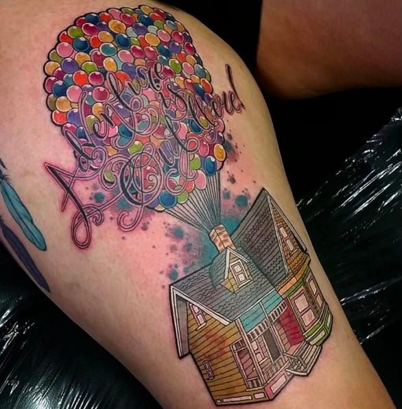 up flying house tattoo