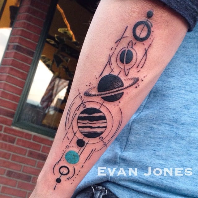 Solar system tattoo by Evan Jones #solar #solarsystem #space #planets #evanjones #astronomy