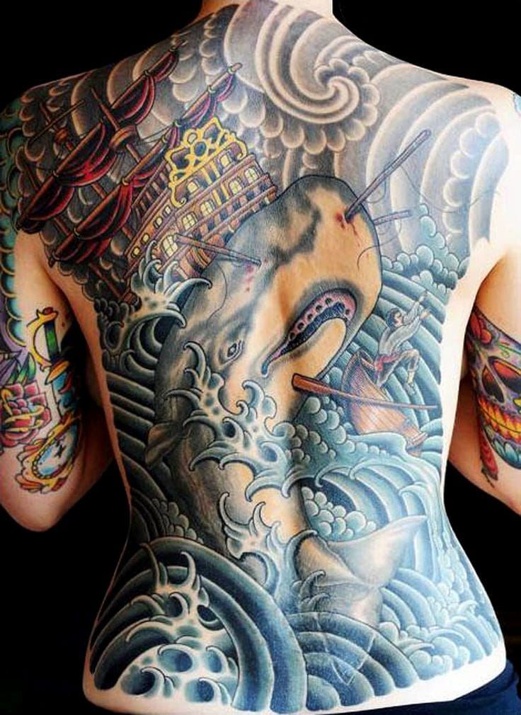 NeoTraditional Whale tattoo women at theYoucom