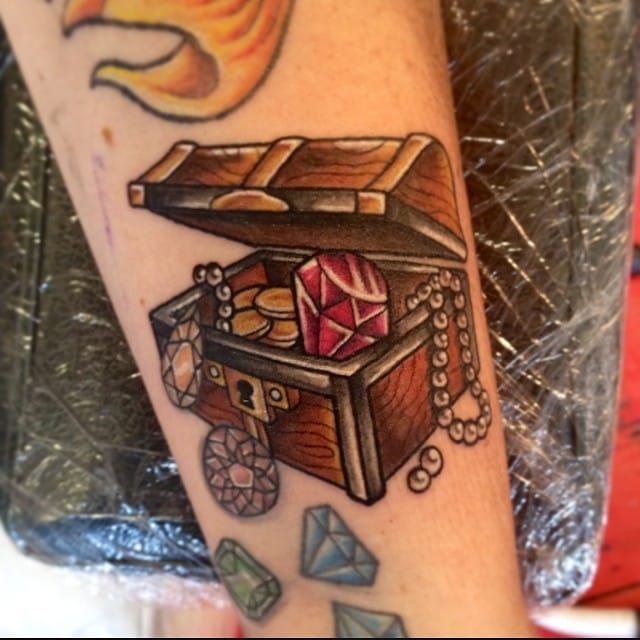 Pirate Treasure Chest with coins  Best Tattoo Ideas For Men  Women