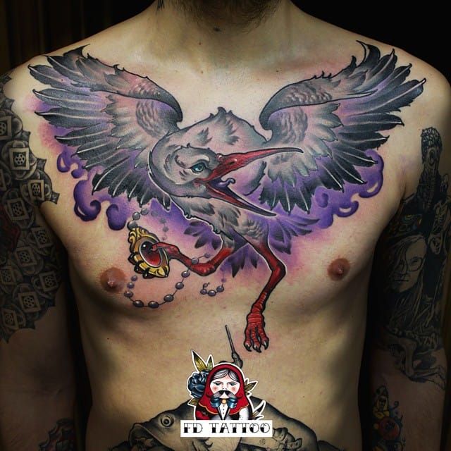 Chest Realism Bird tattoo at theYoucom