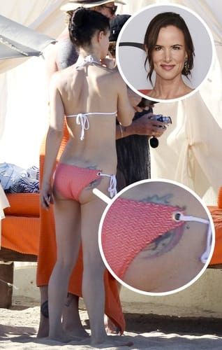 Juliette Lewis has a colourful tattoo on top of her right butt cheek via lifeandstylemag.com
