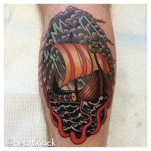 Viking Ship Tattoo by Heath Nock